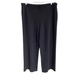 Eileen Fisher Dark Purple Wool Blend Soft Pull on Knit Pants Wide‎ Leg Size M